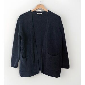 Madewell Women's Navy Blue Cotton Wool Blend Open Pocket Sweater Cardigan Size M